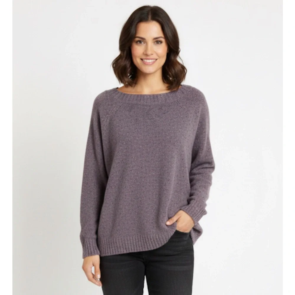 CAROLYN TAYLOR Knitted Ribbed Variegated Sweater, Women’s 1X, Purple